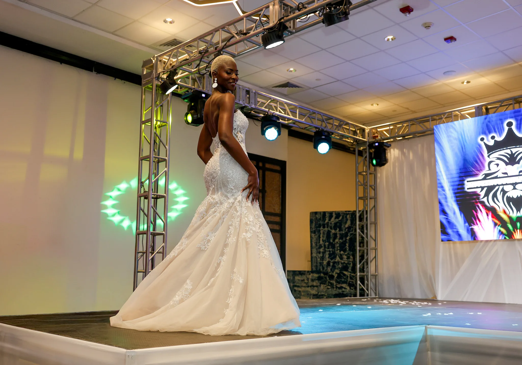 Bridal runway model at Jamaica Bridal Expo 2026, photographed by Epic Vues