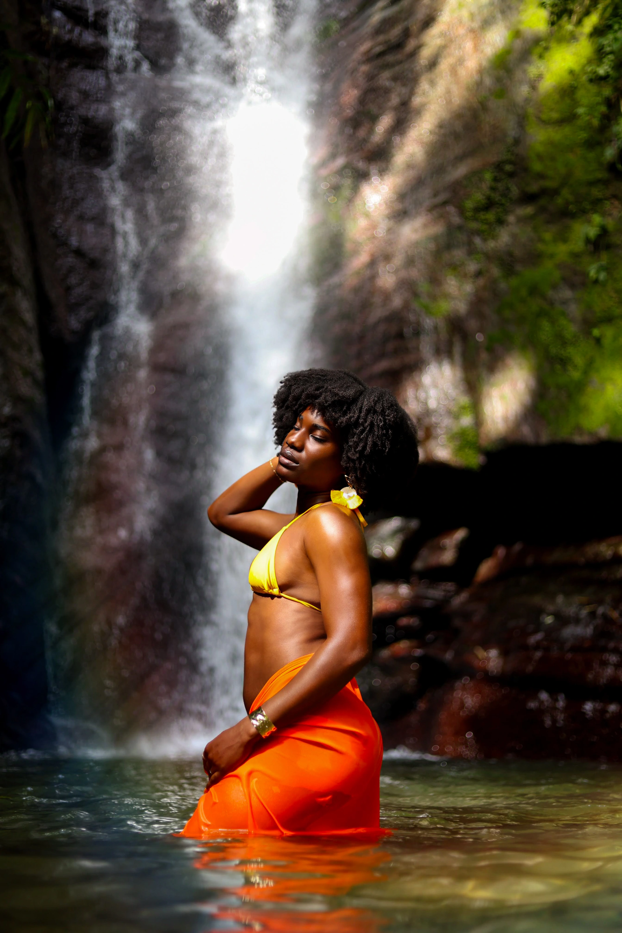 Portrait beside a Jamaican waterfall